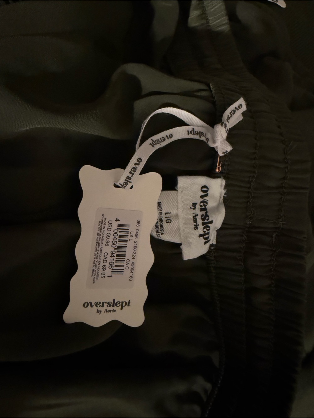 aerie Olive Wide-Leg liquid satin Pants with Light Side Stripe - Picture 6 of 6